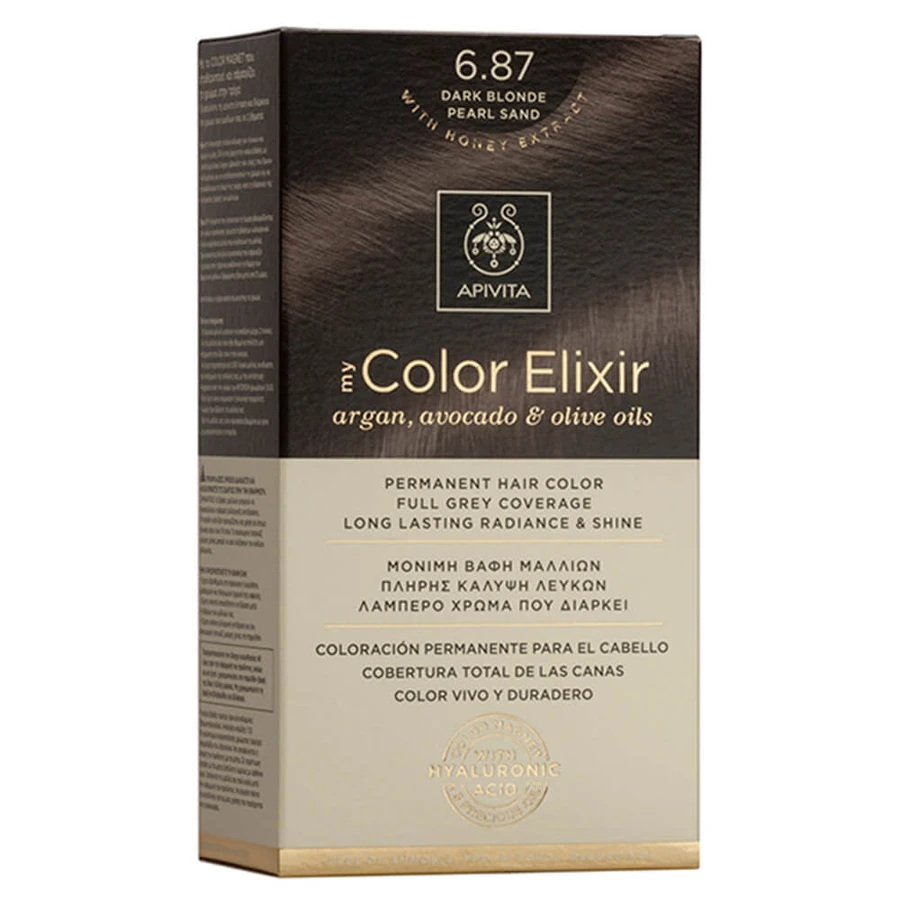 Apivita My Color Elixir Permanente haarverf N6.87 Donkerblond met parelmoerglans