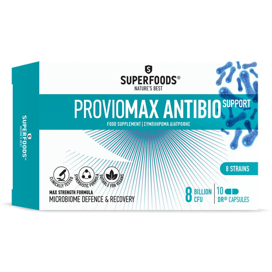 Superfoods Proviomax Antibio Support 8 milliards d'UFC, 10 gélules