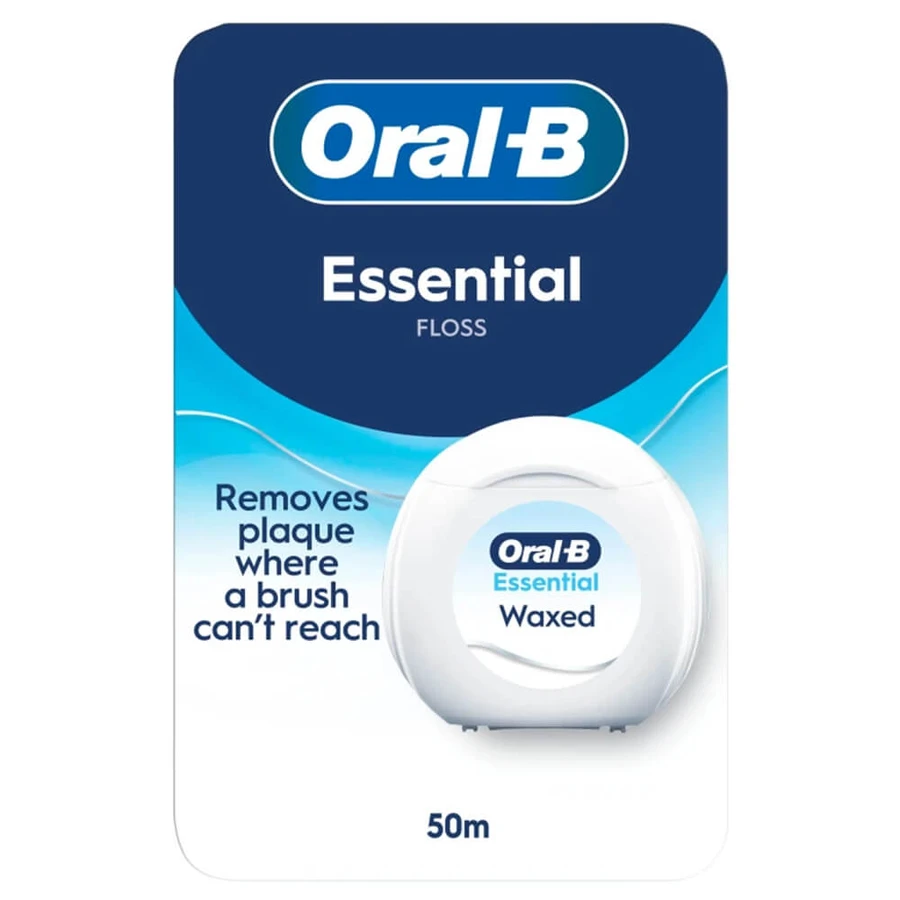 Hilo dental Oral-B Essential, encerado, sin sabor, 50 m