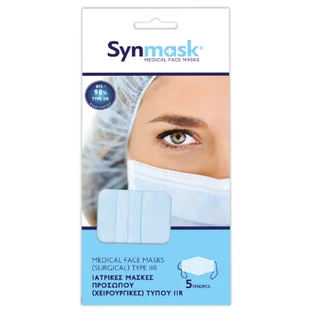 Synmask Medical chirurgische mondkapjes van het type IIR, verpakking van 5 stuks