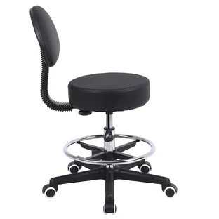 Mobiak Wheeled Stool with Height-Adjustable Backrest, Black 0812311