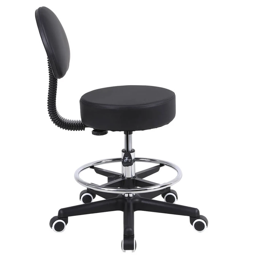 Mobiak Wheeled Stool with Height-Adjustable Backrest, Black 0812311