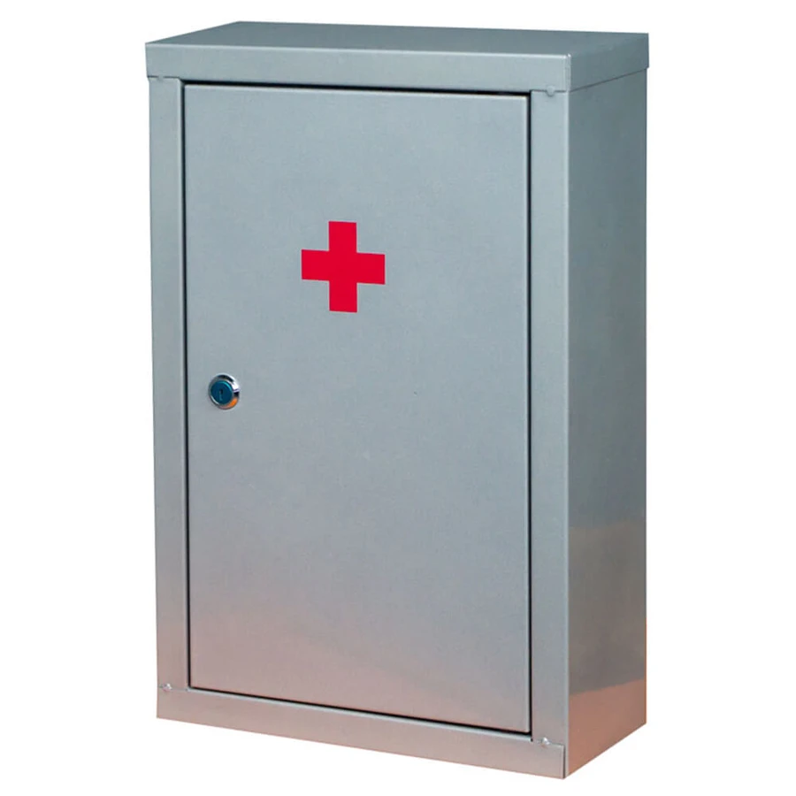 Mobiak Wall-Mounted Metal First Aid Box, Type A, with Two Shelves and a Lock 0805406