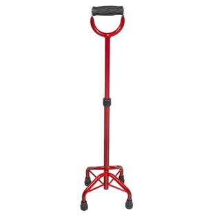 Mobiak Premium rode wandelstok met vier poten en gesloten handgreep 0805663