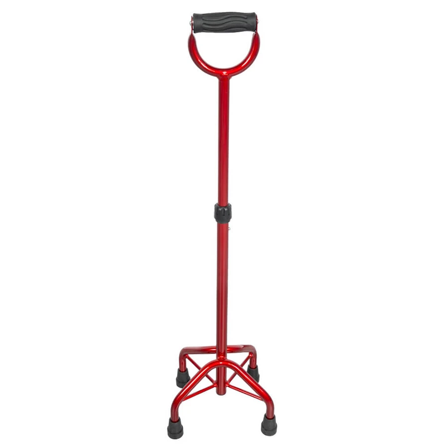 Mobiak Premium rode wandelstok met vier poten en gesloten handgreep 0805663