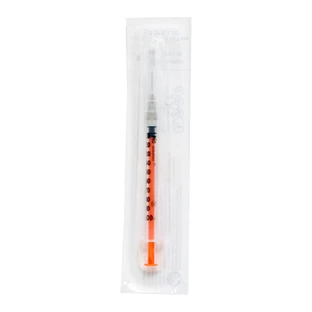 Foto: wegwerpspuit van 1 ml met een 27G-naald