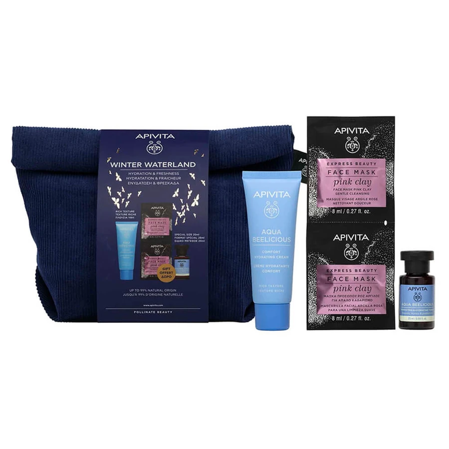 Apivita Aktionspaket „Aqua Beelicious“ – Sanfte, reichhaltige Feuchtigkeitscreme 40 ml & GRATIS Anti-Unreinheiten-Feuchtigkeitslotion 20 ml & E