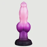 Gode pour chien en silicone avec testicules et ventouse, 23,5 x 5 cm - Rose