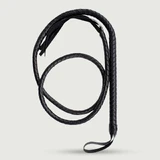 Leather-Look Braided Bullwhip - Black