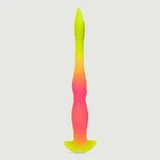 Lange en dikke, lichtgevende siliconen dildo voor diepte-training, 42 x 3,2 cm - veelkleurig