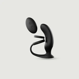 Double Game Silicone Anal Vibrator with Cock Ring - Black