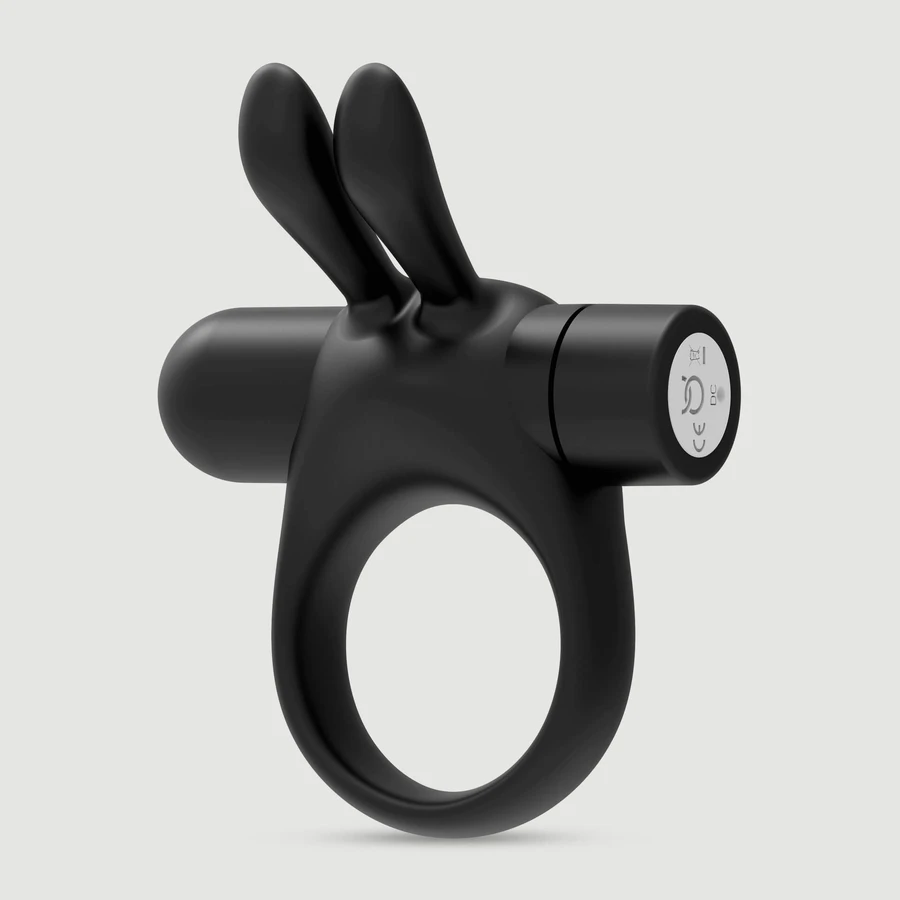 Bunny vibrerende penisring met twee oortjes - Zwart