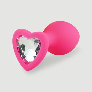 Anal Collection – Kleiner Analplug aus Silikon mit herzförmigem Schmuckstein – Rosa/Transparent