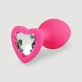 Anal Collection – Kleiner Analplug aus Silikon mit herzförmigem Schmuckstein – Rosa/Transparent