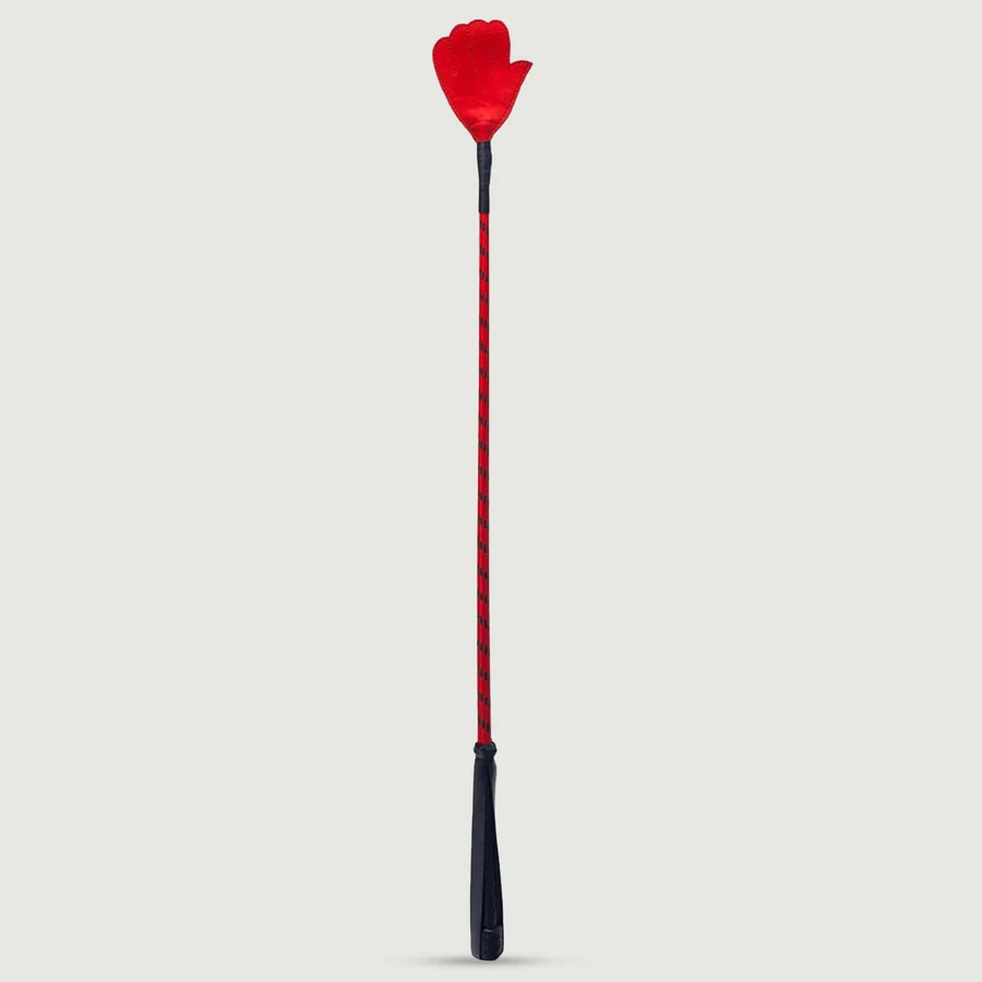 Crop aus poliertem Leder, 26" – Schwarz