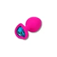 Anal Collection Silicone Medium Butt Plug with Heart-Shaped Jewel - Pink/Blue