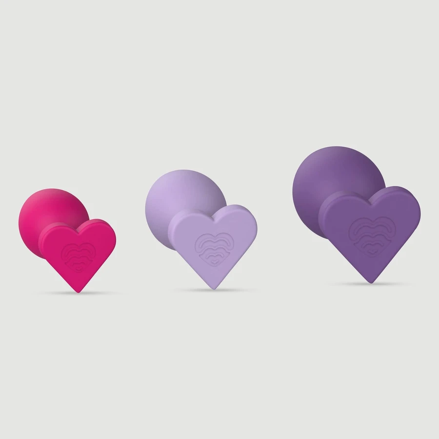 Love Signal Dreifach-Herz-Analplug-Set – mehrfarbig