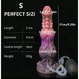 Gode en silicone « Small Monster » à éjaculation avec ventouse, 21 x 4,5 cm - Violet