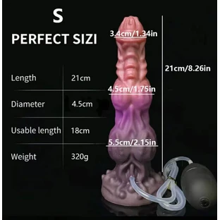 Small Monster siliconen spuitdildo met zuignap, 21 x 4,5 cm - Paars