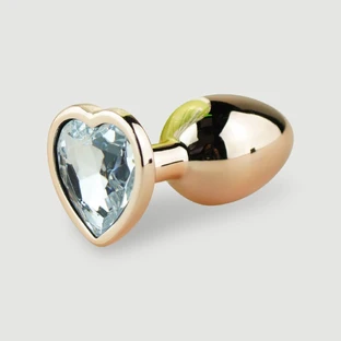 Colección Anal: Plug anal pequeño de metal con joya en forma de corazón - Rosa/Transparente