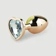 Anal Collection Small Metal Butt Plug with Heart-Shaped Jewel - Pink/Transparent