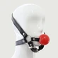 Leather Ball Gag With Jaw Strap - Red
