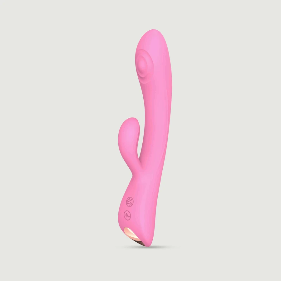 Vibromasseur « lapin » en silicone Bunny & Clyde Premium Tapping - Rose