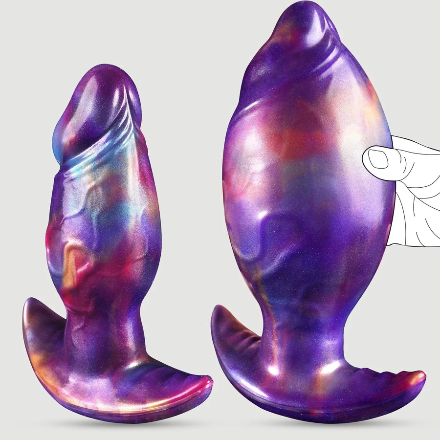 Inflatable Silicone Butt Plug With Pump 17.5 x 5.7 cm - Purple