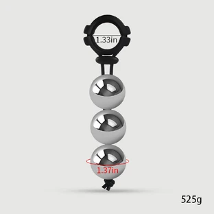 525g Silicone Cock Ring with 3 Balls - Black