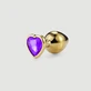 Anal Collection Small Metal Butt Plug with Heart-Shaped Jewel - Gold/Purple