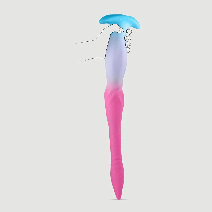 Lange en dikke, lichtgevende siliconen dildo voor diepte-training, 52 x 3,9 cm - veelkleurig
