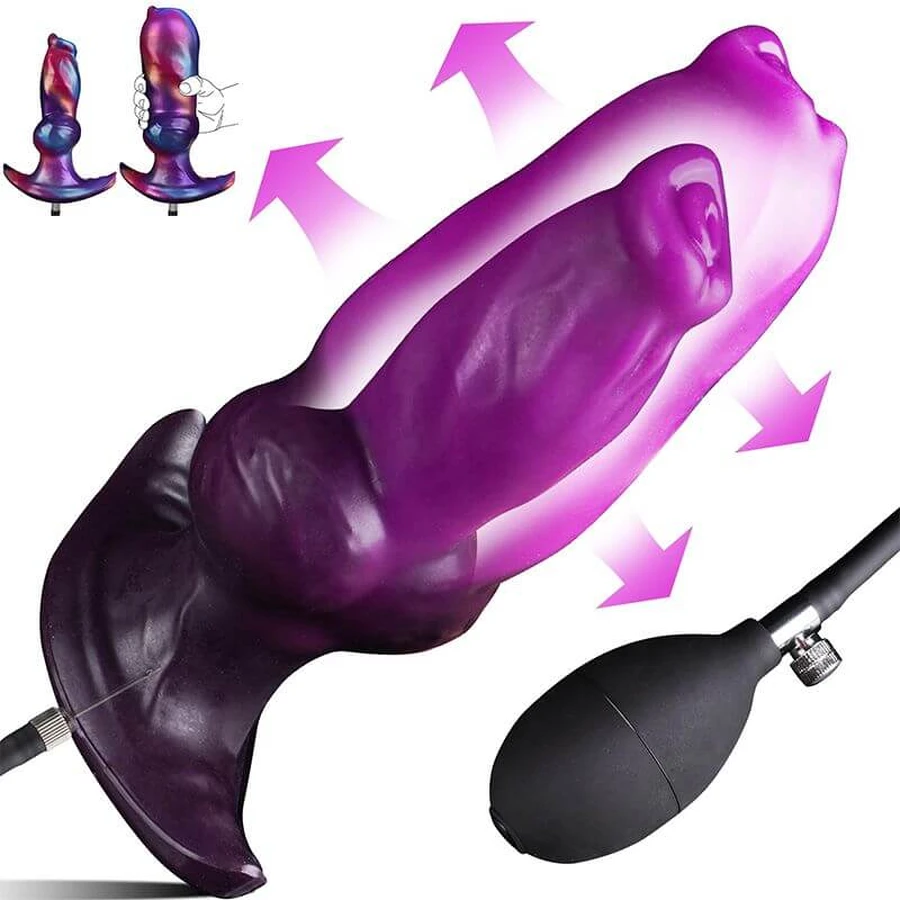Inflatable Silicone Dog Dildo - Purple