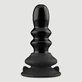 Ribbly: op afstand bedienbare, geribbelde glazen anale plug met zuignap - zwart
