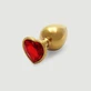 Plug anal metálico con gema en forma de corazón grande - Dorado/Rojo
