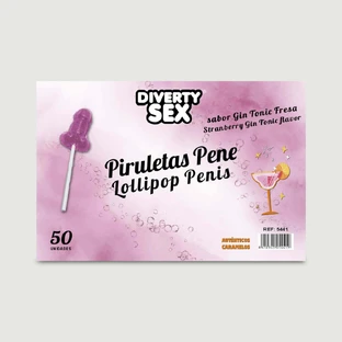 Piruleta con forma de pene con sabor a ginebra con tónica