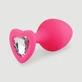 Anal Collection – Mittlerer Analplug aus Silikon mit herzförmigem Schmuckstein – Rosa/Transparent