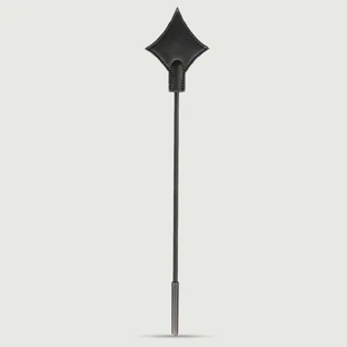 Bicz jeździecki z diamentową końcówką, imitacja skóry, 17 cm – czarny