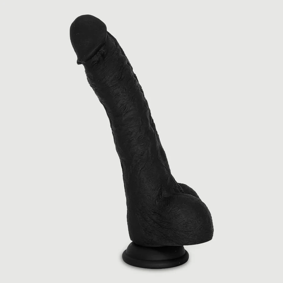 Boris 23 cm Realistic Silicone Dildo with Testicles & Suction Cup - Black