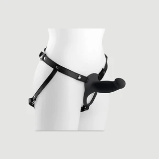 H3 Hollow Vibrating Small Silicone Strap-On with Harness - Black