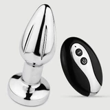 Alaric Remote-Controlled Metal Vibrating Butt Plug - Silver
