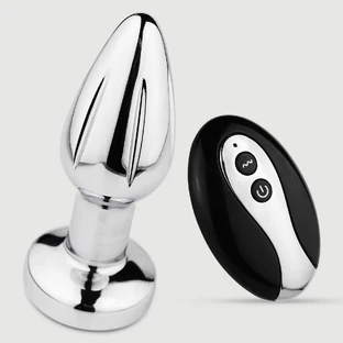 Alaric Remote-Controlled Metal Vibrating Butt Plug - Silver