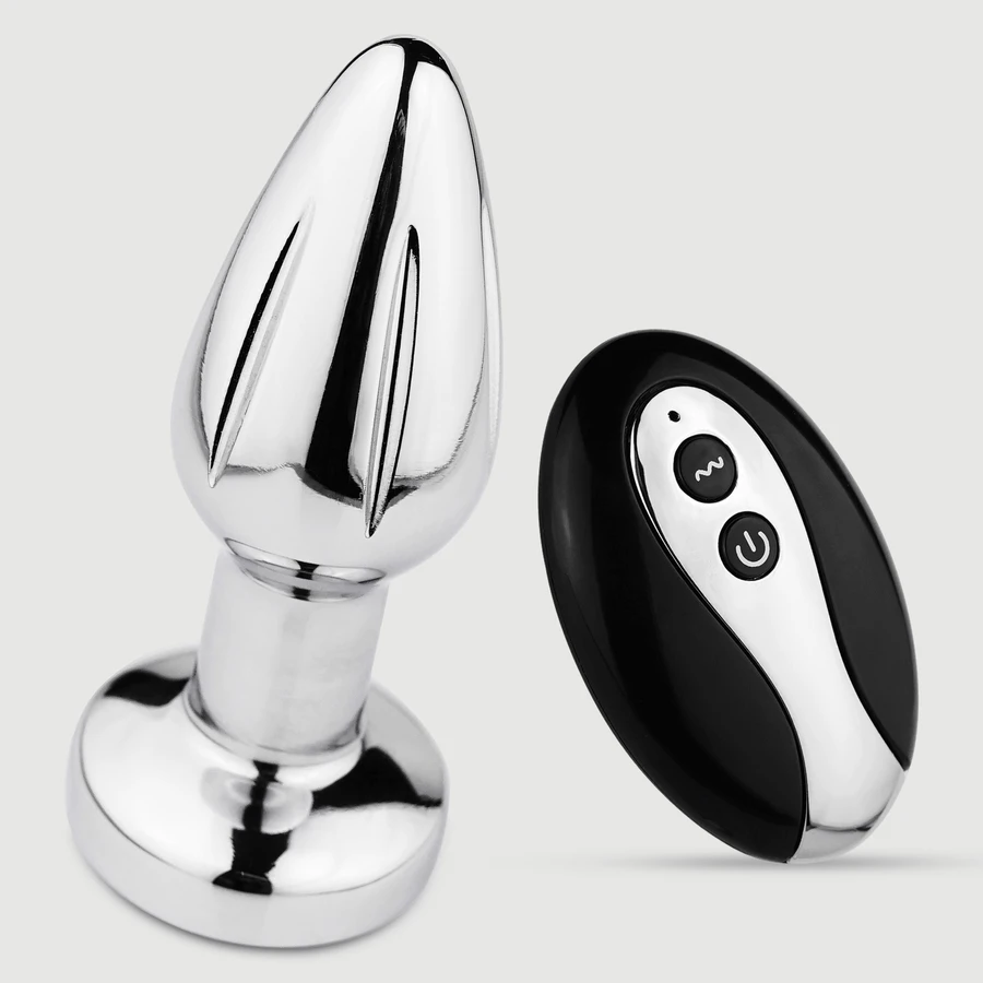 Alaric Remote-Controlled Metal Vibrating Butt Plug - Silver