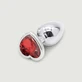 Anal Collection Medium metalen buttplug met hartvormig sieraad - zilver/rood