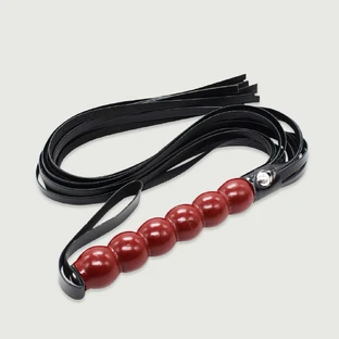 Flogger with Beaded Handle and Long Tails - Black