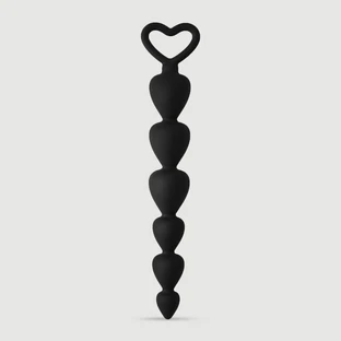 Anal Intruder: bolas anales de silicona grandes con forma de corazón - Negro