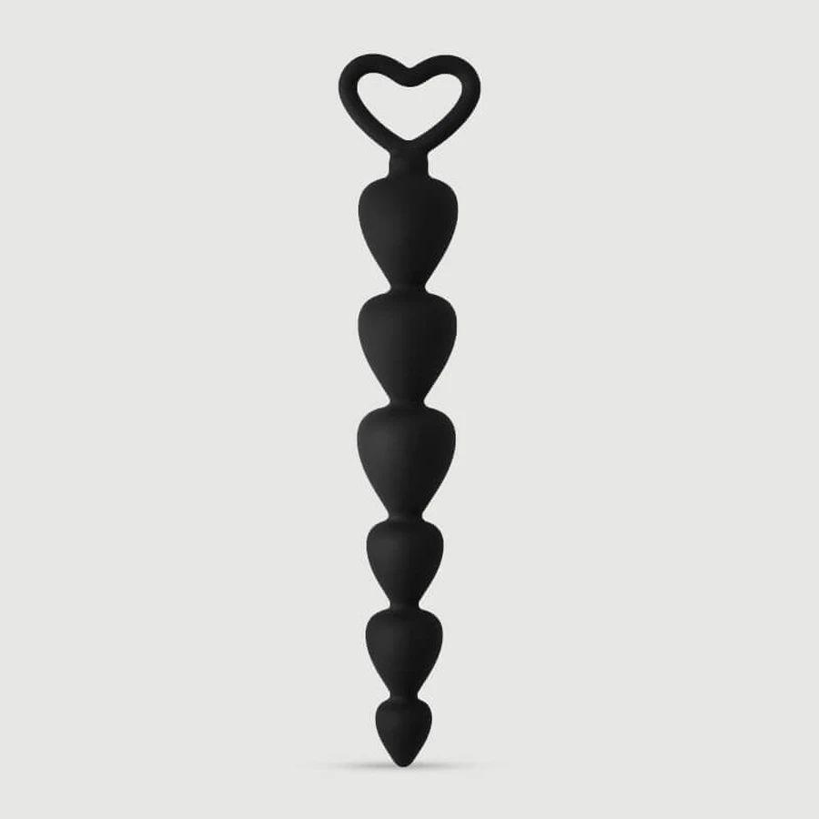 Anal Intruder: bolas anales de silicona grandes con forma de corazón - Negro