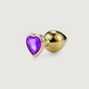 Anal Collection Small Metal Butt Plug with Heart-Shaped Jewel - Gold/Purple