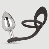 Tear Drop Ball Stretcher & Jewel Metal Plug - Silver