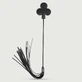 Clover Tip Crop Whip with Leather Strips, 28 cm - Black