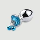 Colección Anal: Plug anal grande de metal con joya en forma de corazón y campanillas - Plata/Azul